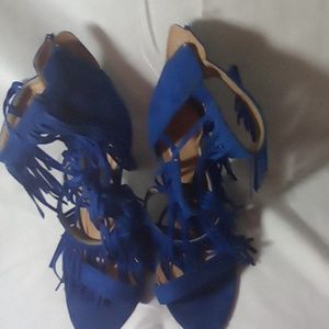 Blue Tassel shoes suede size 10